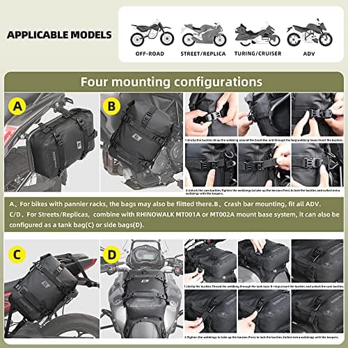 Rhinowalk Motorcycle Front Bumper Bag Tail Bag Motorbike Side Bag 6L Full Waterproof Moto Saddle Pannier Bag Professional Motor Accessories-Black — view 4