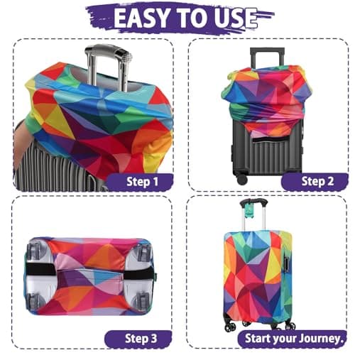 Aovanta Suitcase Cover Protector, 29-32 inch Large Luggage Cover with Suitcase Tag, Elastic Suit Case Covers for Luggage, Travel, Holiday (Pattern 1, 29-32in) — view 5