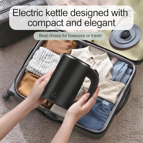 Zoravson 600W Travel Kettle Electric, 800ml Small Kettle, Portable Kettles, Auto Shut-Off & Boil-Dry Protection,UK Plug,Low Wattage Stainless Steel Kettles for Motorhome,Office,Hotel,Dorm-Black — view 6