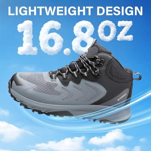 OUTJET Men's Waterproof Hiking Boots Lightweight Comfortable Breathable Outdoor Walking Trekking Boots — view 3