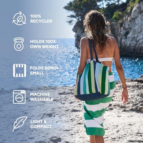 Dock & Bay Everyday Beach Tote Bag - Reusable Beach Handbag & Shopping Carrier - Cool Lagoon — view 3