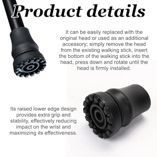 4-Pcs 19 mm Non-Slip Rubber Tips for Walking Sticks - Enhanced Grip & Stability on All Surfaces — view 3