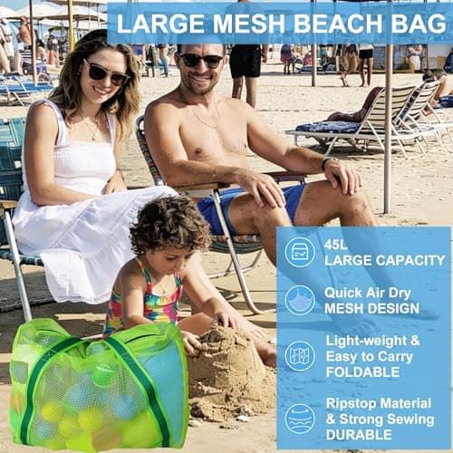 Leberna Mesh Beach Sand Toy Bags (Green) — view 4