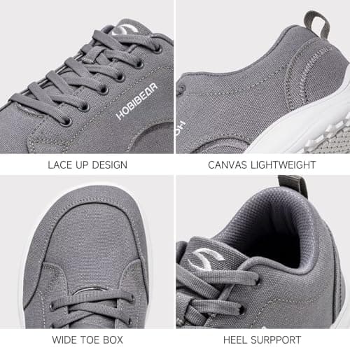HOBIBEAR Barefoot Shoes for Men Women Wide Toe Minimalist Trainers Unisex Canvas Non-Slip Walking Shoes(Gray,UK 10) — view 5