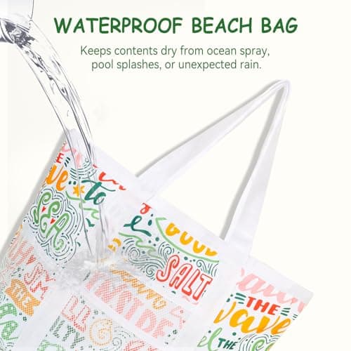 MOFASVIGI Waterproof Mesh Beach Bag Women with Pockets Foldable — view 4