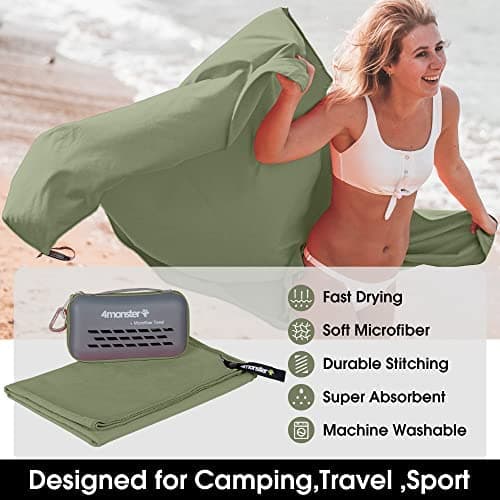 4Monster Microfibre Travel Towel - Quick Dry, Lightweight, Ultra Soft, Super Absorbent Compact Camping Towel for Sports, Gym, Beach, Camping, Yoga, Swimming, Hiking — view 2