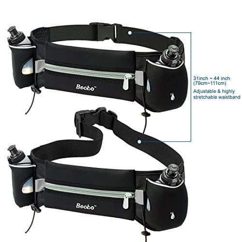 Becko Lightweight & Durable Running Belt - Waist Pack for Men & Women - Cycling, Walking, Running, Sports (Hydration/Black-Green) — view 4