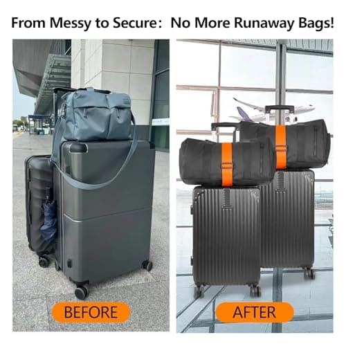 BILIONE Add a Bag Luggage Straps 2 Pack, Adjustable Bungee Elastic Belt — view 2