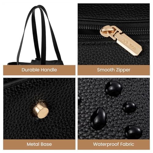 LOVEVOOK Laptop Bags for Women, 15.6 inch Handbags Tote Bags with Compartments, PU Leather Shoulder Work Bag Ladies Handbags with Purse for College Office Business Shopping, Black — view 5