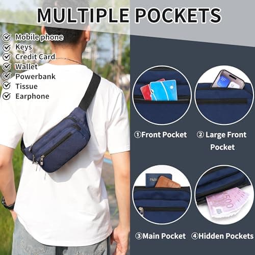 IHIGOGOFA Bumbags Waist Fanny Pack Fashion Bum Bag with 65cm Extended Belt for Dog Walking Climbing Hiking Travel Cycling Girls Ladies Men Women — view 2