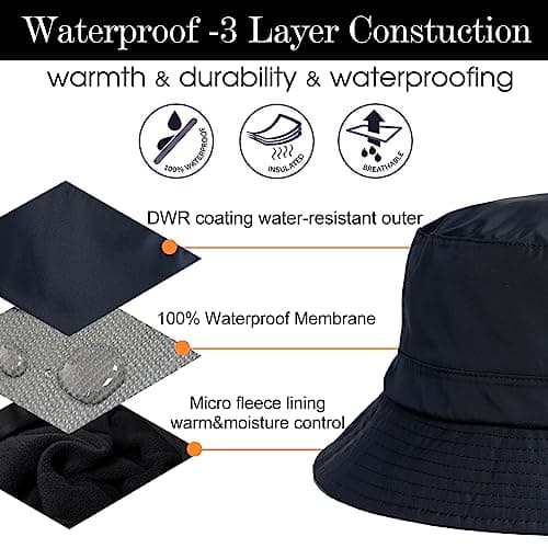 Comhats Waterproof Winter Rain Hat for Men Women Fishing 94560 L/XL — view 6