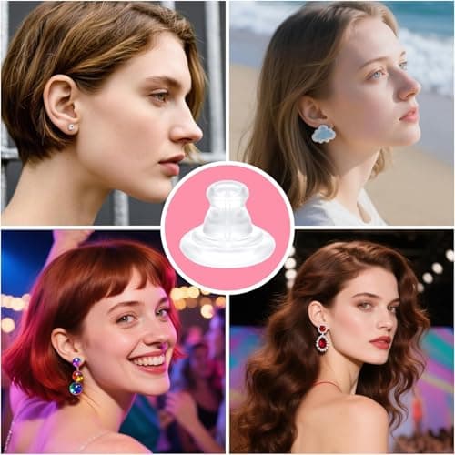 WUBAYI 100 Pack Clear Silicone Rubber Earring Safety Backs, Disc-Shaped Secure Comfortable Clutch Pads — view 5