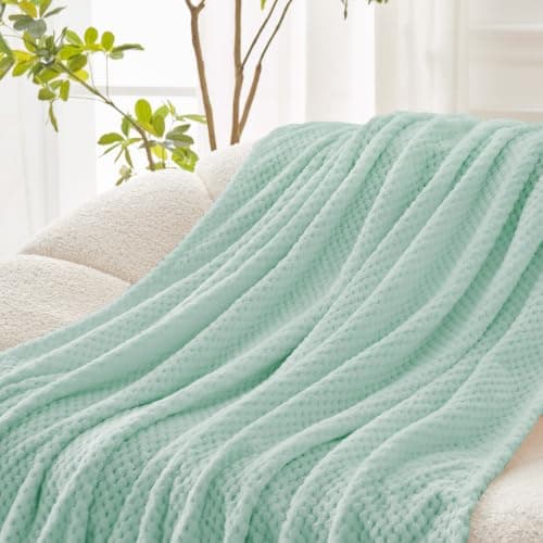 Exclusivo Mezcla Large Waffle Fleece Throw Blanket for Sofa, 127x178 CM — view 4