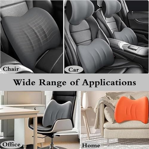 Sonhomay Lumbar Support Pillow and Car Headrest Neck Pillow Set Memory Foam Car Headrest Pillows Cars Seat Head Lumbar Cushion for Neck Back Pain Relief Office Chair Truck Wheelchair — view 4