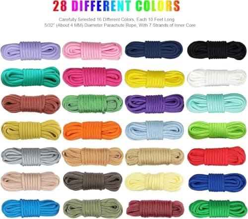 WEREWOLVES 28 Colors Paracord 550 Kits with Instruction - Multifunction Survival Parachute Cord Making Paracord Bracelets, lanyards, Dog Collar - 10 Feet Each Paracord Rope (Joy, 28 Colors) — view 2