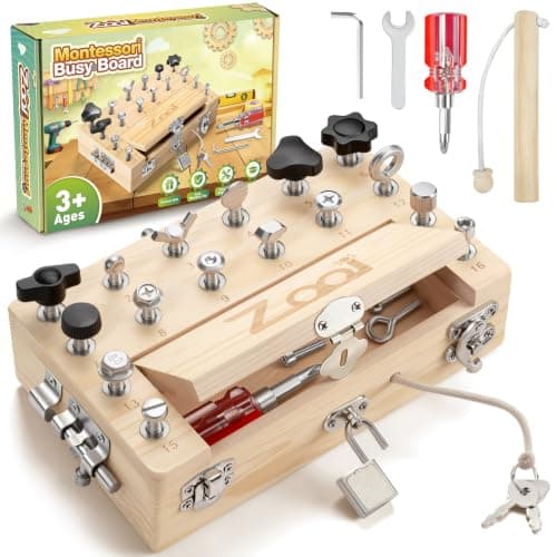 ZOOI Montessori Toys for 3 Year Olds,Montessori Busy Board with Screwdriver