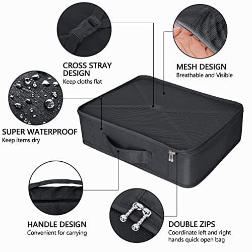 BETLLEMORY Packing Cubes 8 sets Travel Luggage Organizers with Waterproof Shoe Storage Bag Compression Pouches (Black) — view 2