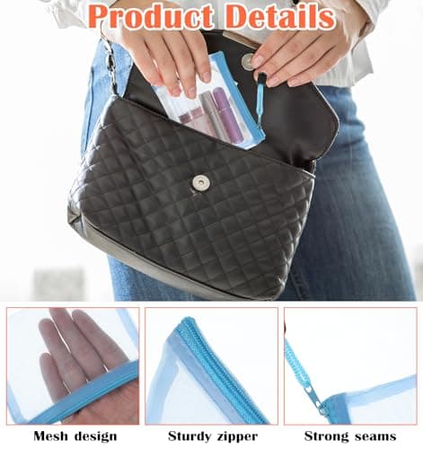7Pcs Small Toiletry Bag, Mini Travel Pouches for Toiletries Small Zip Pouch for Daily Travel Accessories, Durable Nylon, 12.7×10.16cm for Cosmetics Makeup Coin, and More — view 3