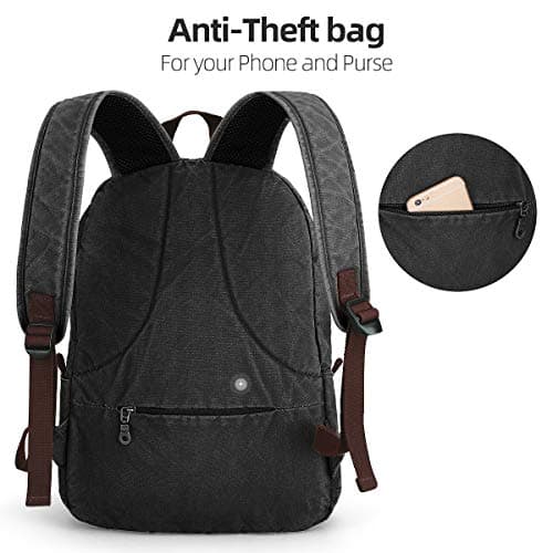 Muzee Canvas School Backpack with 15.6 inch Laptop for Men Women, Lightweight Anti-Theft Travel Daypack College Student Backpack Mit USB Charging Port — view 4