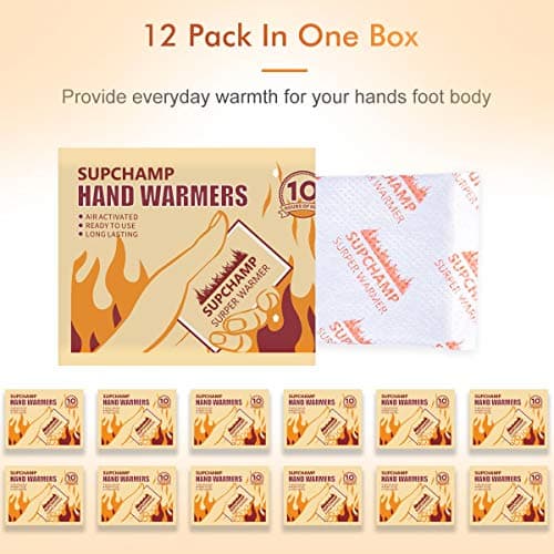 Supchamp Hand Warmers - 12 PCS Disposable Pocket Hand Warmer - Handwarmers Up to 10 Hours of Heat - Hand Heat Pads for Sports, Camping, Hiking, Travel, Skiing, Cold Weather — view 2