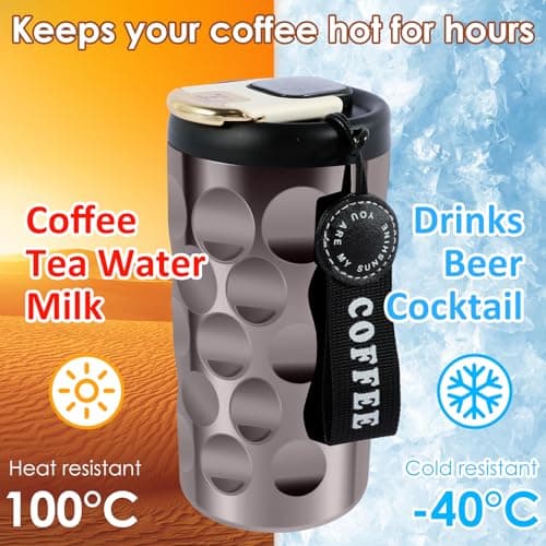 Smart Insulated Mug with Intelligent Temperature Display, Coffee Mug with Led Leakproof Stainless Steel Portable, Thermal Travel Mug Smart Coffee Tumbler Easy-Clean for Hiking Camping(black) — view 4