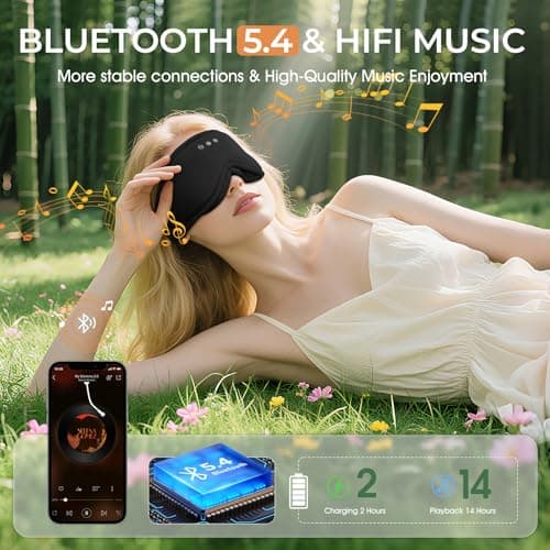 MUSICOZY Breathable Organic Bamboo Cotton Sleep Mask Headphones — view 5