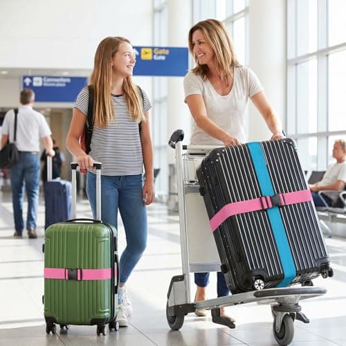 WISYOK Luggage Straps Extended, 4 Pack, 130-250cm Adjustable, Pink SkyBlue — view 6