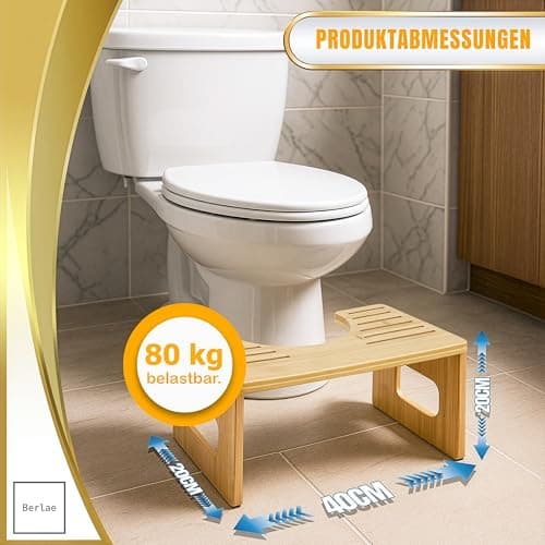 Folding Natural Bamboo Toilet Stool for Adults - Toilet Stool — view 3