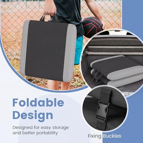 COSTWAY Padded Stadium Seat, Foldable Camping Chair with Back Support, 6 Reclining Positions and Carrying Handle, Portable Bleacher Chair for Sports Events, Concerts, Camping and Beach (1, Black) — view 5