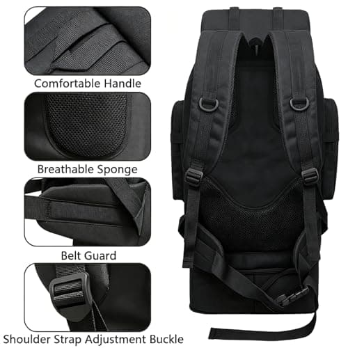 Ogetok 100L Hiking Backpack Camping Rucksack, 100 liters Large Capacity Outdoor Knapsack Travel Climbing Mountaineering Carry On Backpack Bag, Trekking Backpacking for Men Women, Black — view 5