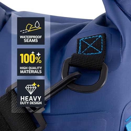 CRESSI Ocelot Waterproof Dry Bag Roll Top Sack for Beach, Boat and Travel, Lightweight Water Resistant Gear Bag with Front Zip Pocket and Shoulder Strap for Water Sports, Unisex, Blue/Light Blue, 10 L — view 4