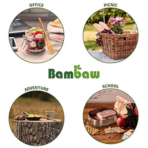 Bamboo Cutlery Set | Wooden Cutlery | Eco-Friendly Cutlery Set | Knife, Fork, Spoon & Straw | Travel Cutlery | Camping Cutlery with Storage Cover | Olive | Bambaw — view 5