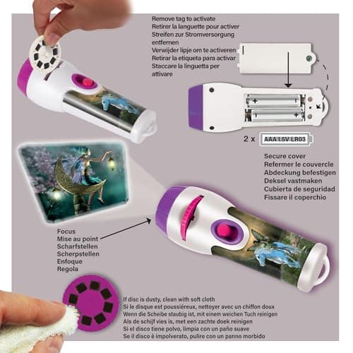 Brainstorm TOYS STEM Fairy & Unicorn Torch and Projector – 24 Fantasy Images, Projects Clear Magical Pictures Up to 1m Wide, Interactive Kids Flashlight Toy — view 4