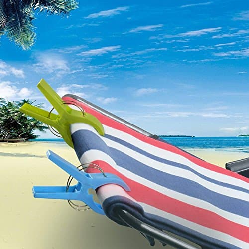 4 pcs Beach Towel Clips, URAQT Towel Pegs, Large Towel Clips and Bright Color Plastic Quilt Clips for Sunbeds, Sun Loungers, Pool Chairs, Laundry and More — view 3