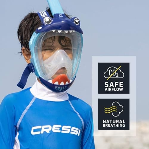 Cressi Kiddy Kids Full Face Snorkel Mask - Kids Snorkel Set with CO2-Safe Exhalation Valve - Soft Silicone Skirt & Swimming Mask Comfort - Family Owned Scuba Diving Equipment - Pink/Purple/White — view 4