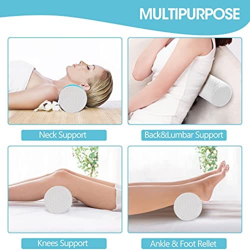 Findigit Cervical Neck Roll Memory Foam Pillow Cylinder Round Bolster Pillow for Neck Pain Relief Sleeping , Round Necks Support Pillow for Head, Back, Legs, and Yoga 18.5"*5" — view 6