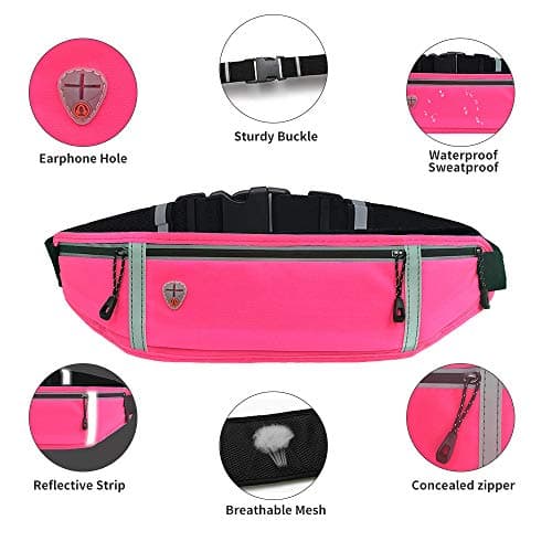 GORWRICH Running Belt Waterproof Phone Holder Waist Pack (Pink) — view 2