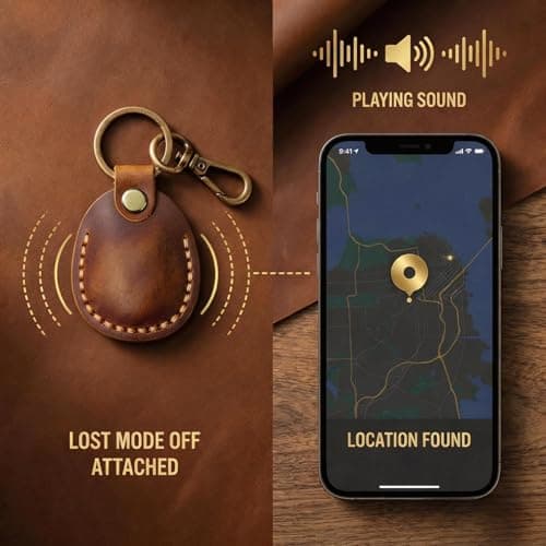 1 Pack Genuine Leather for Apple AirTag Holder for Pet,Luggage,Bags,Key — view 3