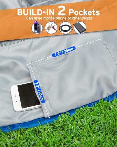 Airoieak Double Sleeping Bag King Size for Adults, 2 Person 4 Season Camping Sleeping Bag with Pillows & Carry Bag for Backpacking Hiking Travel – Blue — view 4