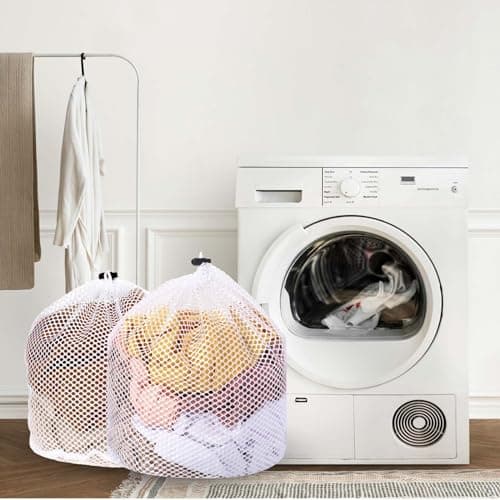 2 Packs Laundry Mesh Bags, Drawstring Net Laundry Bag for Washing Machine, Mesh Wash Bags, Heavy Duty Dirty Clothes Washing Machine Bag, Travel Washing Bag for Cloths Blouse Underwear(50x60/60x80cm) — view 6