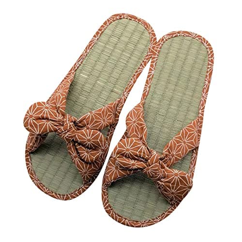 Flip Flops Bamboo Women's Slippers Toe Separator Summer Mules Flower Sandals Flat Comfortable Non-Slip Silent Bamboo Rattan Flop Slippers, Black, EU 41, Brown B, 7 UK — view 4