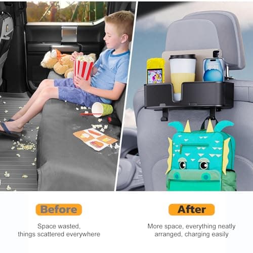 MAGJIEYX Car Headrest Cup Holder for Back Seat Organizer for Multi-Hanging Snack Storage Box with Strong Hooks for Kids and Uber Backseat Passengers Share Rid for Travel Accessories — view 5