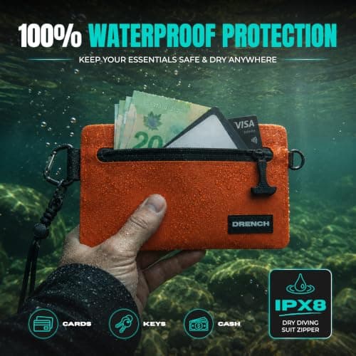 Drench Waterproof Wallet for Beach & Water Adventures, Orange — view 3