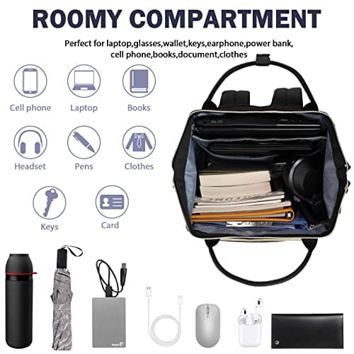 VANKEAN Laptop Backpack Women, 17.3" Computer Backpacks College Work Black — view 4