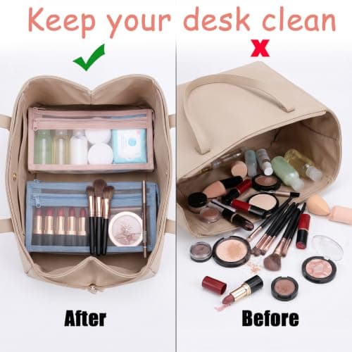 guduling 2 Pcs Mesh Makeup Bag,Small Mesh Makeup Brush Bag,with Zipper, Small Meshs-Zipper Pouch Cosmetic Bags for Pencil Case Travel Office Purse Diaper Bags — view 5
