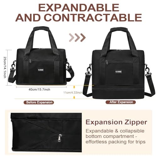 CS COSDDI Travel Bag, Overnight Bag with Shoes Compartment & Wet Pocket, Weekend Bags for Water Resistant Haspital Bag Gym Duffle Bag Women Men Holdall Bag, for Ryanair Cabin Bags 40x30x20 — view 2