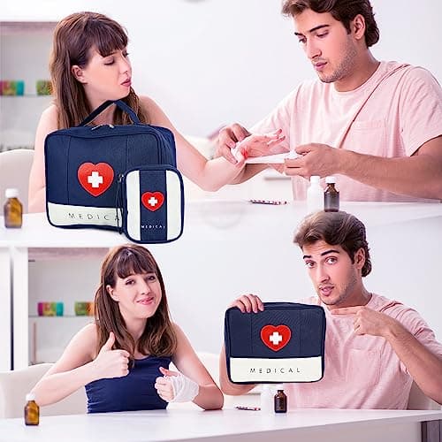 Romon 2 Pieces Travel First Aid Bag, Waterproof Empty First Aid Kit, High Capacity Portable Sports Medical Bag, Empty Medical Kit for Travel Office Home Outdoor — view 5