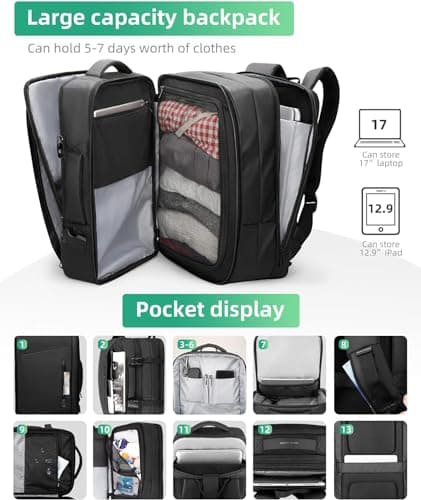 Mark Ryden 23L/40L Business Carry-on Travel Backpack, Lightweight Flight-Approved Expandable Weekender Bag with USB Charging Port fit 17.3 Laptop — view 4
