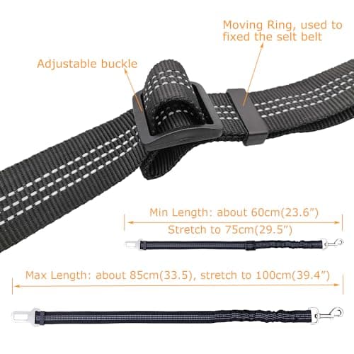 Xundefeng 2x Red Dog Seat Belts for Cars UK Dog Car Harness Seat Belt Dogs Seatbelt Clip Lead — view 4