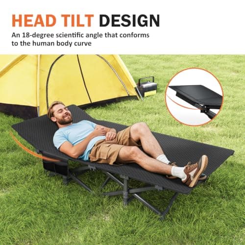 ATORPOK SHOP Camp Beds for Adults, Folding Camping Cot with Cushion — view 6